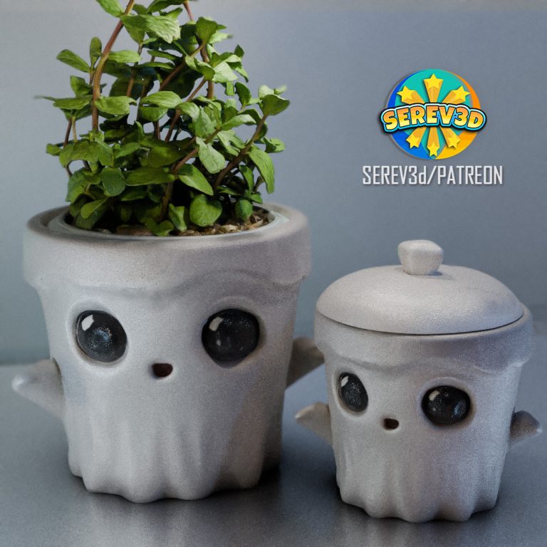 032_Boo Ghost - Flower Pot and Mini Container - Reference image