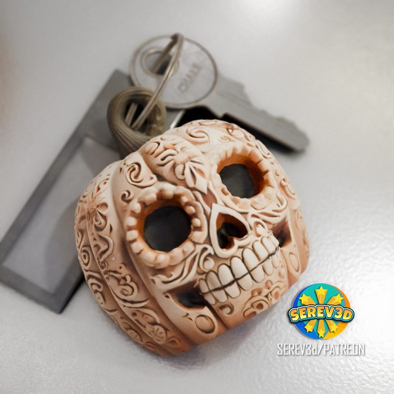 Day of the Dead Pumpkin-KEYCHAIN-Reference image