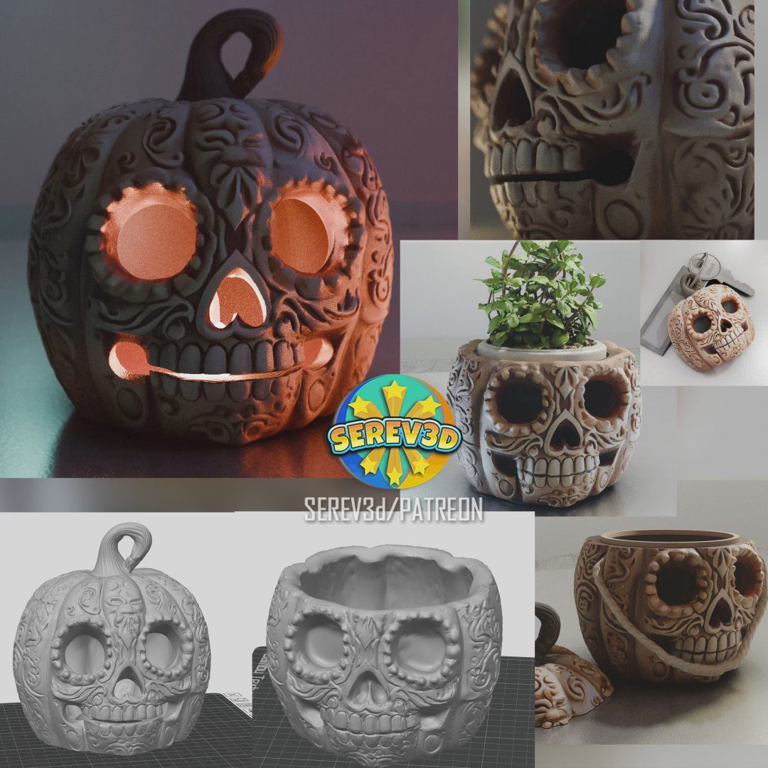 Day of the Dead Halloween Pumpkin (Lantern version access to FREE members!)