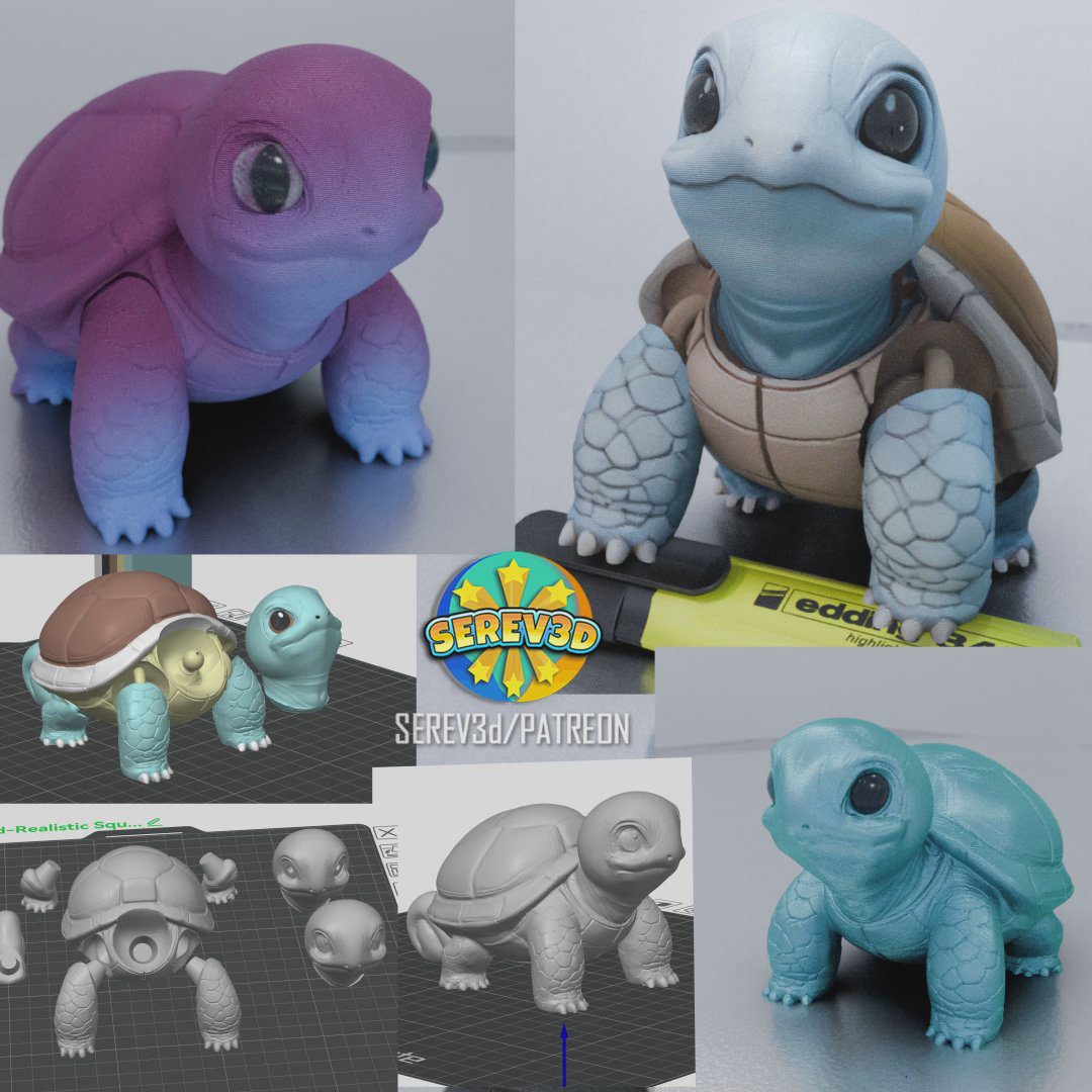 Realistic Squirtle! (Articulated, Multicolor and Print in Parts versions)