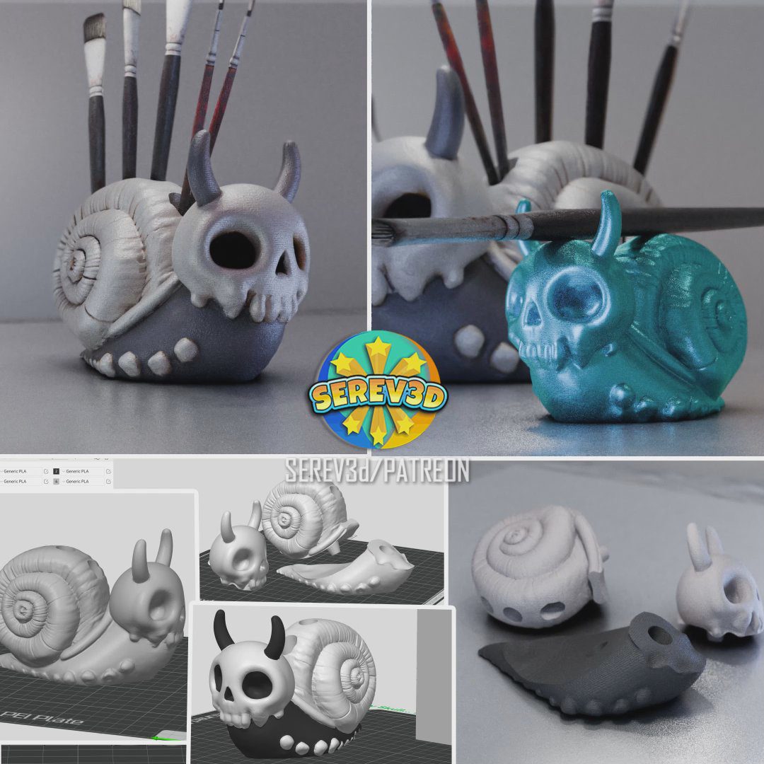 Spooky Skull Snail – Paintbrush/Pen holder